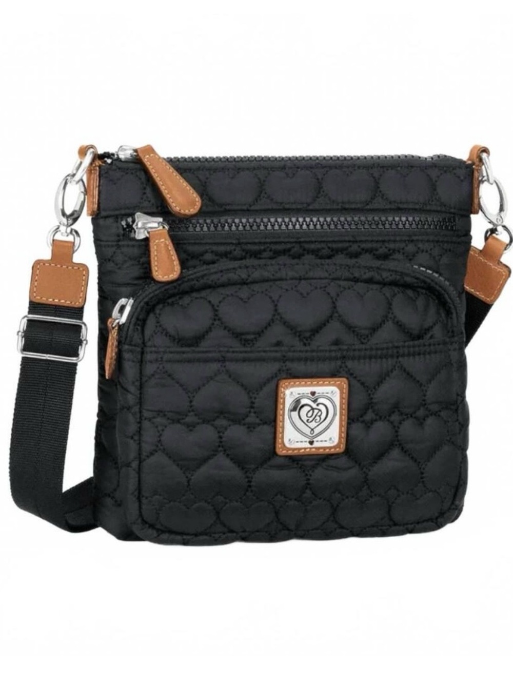Brighton Black Kallista Messenger Crossbody with Tan Leather Trim